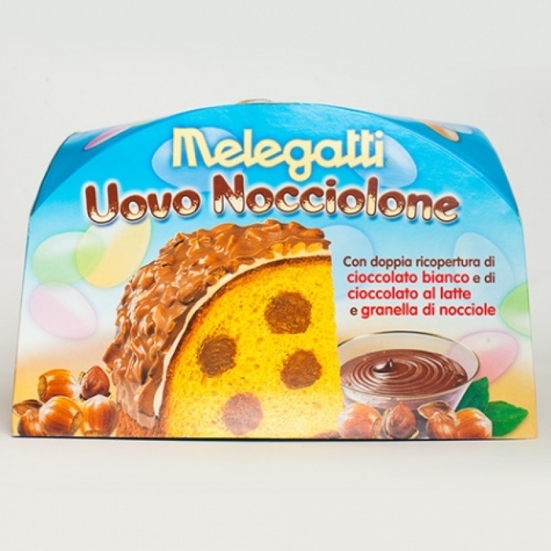 Панеттоне Melegatti з покриттям бiлого та молочного шоколаду i посипкою лiсових горiхiв 750г