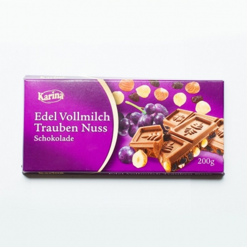 Шоколад Karina Edel Vollmilch Trauben Nuss 200г
