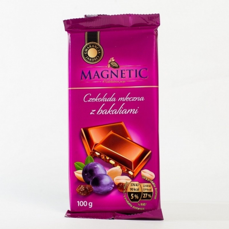 Шоколад Magnetic з арахiсом та родзинками 100г