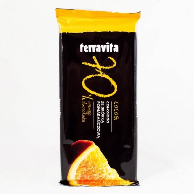 Шоколад Terravita 70% какао з апельсиновою начинкою 90г