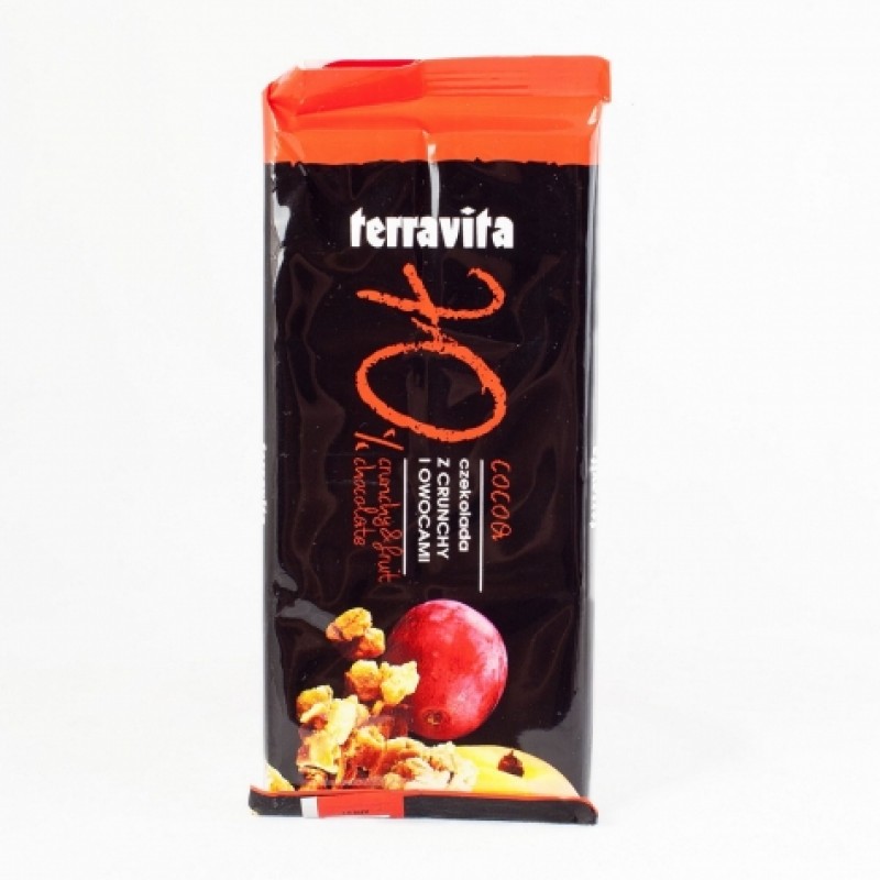 Шоколад Terravita 70% какао з пластівцями, абрикосом та ізюмом